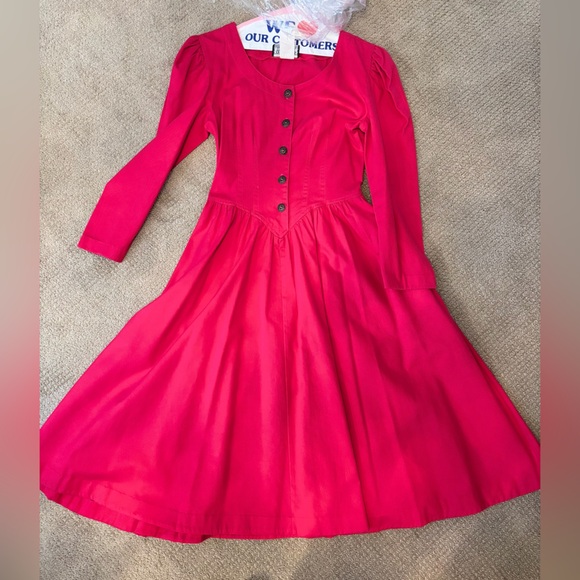 Vintage Western Jean Dress in Pink 🤠 💯 Cotton dry cleaning tag attached! - Picture 2 of 14